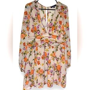 Lulu’s brown & orange floral midi dress